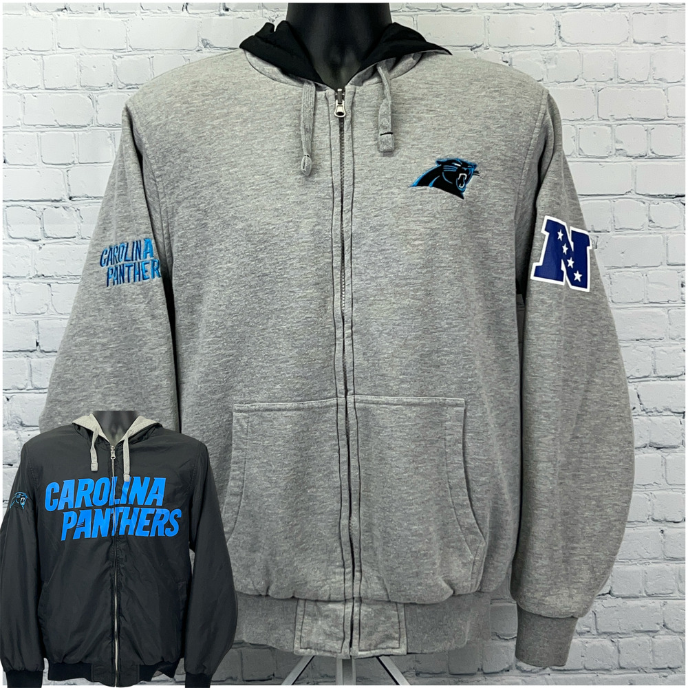Carolina Panthers Reversible Hoodie Jacket Hooded NFL Black Gray G-III M Medium